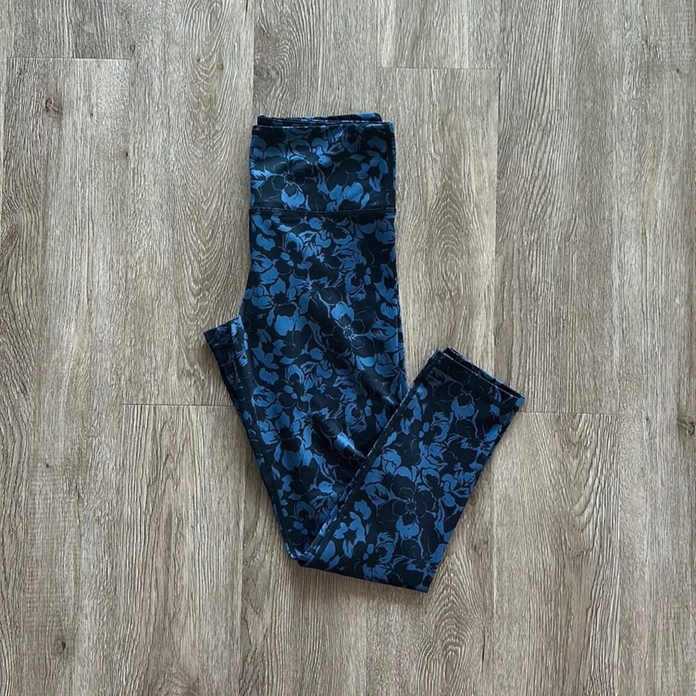 ZYIA Light N Tight‎ Hi Rise 7/8 Leggings Blue Kauai Floral Size 4 Compression